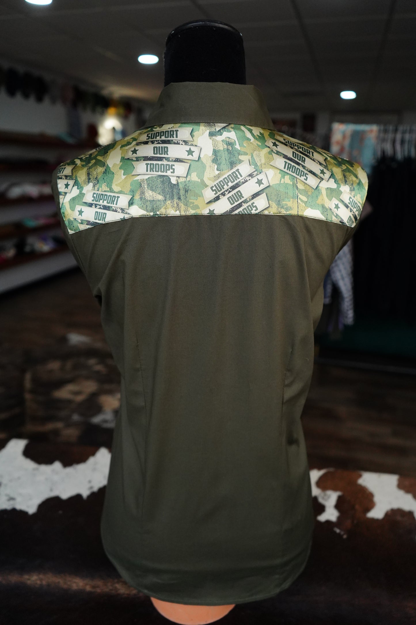 L - Military Night on Olive Cotton Button Down