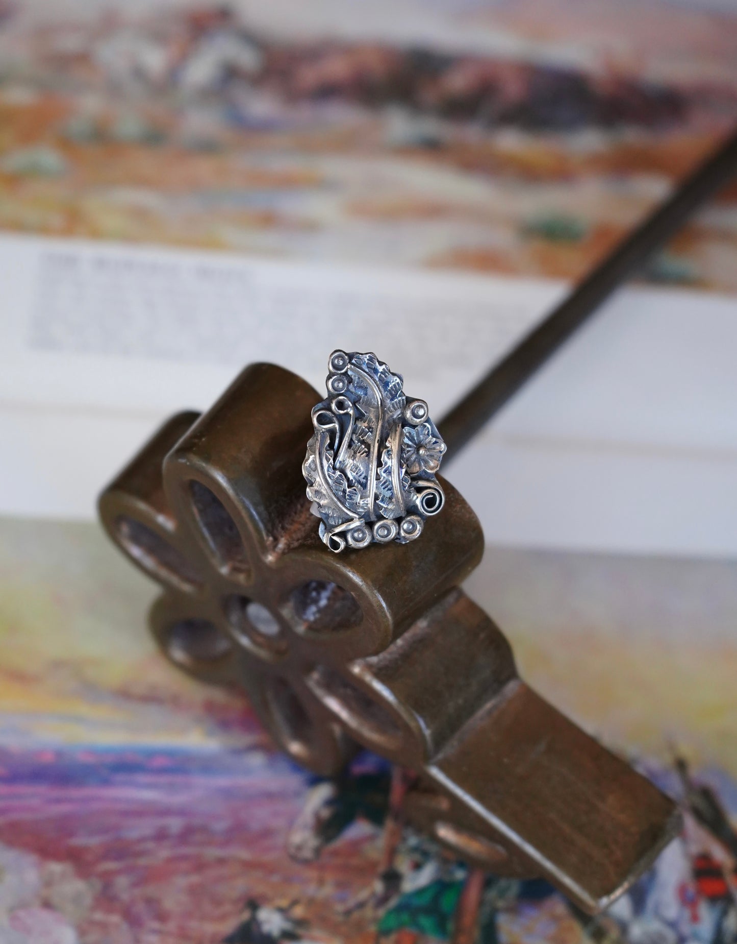 Harry B. Yazzie Sterling Silver Leaf Ring - Sz 6.5