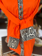 Load image into Gallery viewer, L - Snakeskin on Orange Cotton Button Down