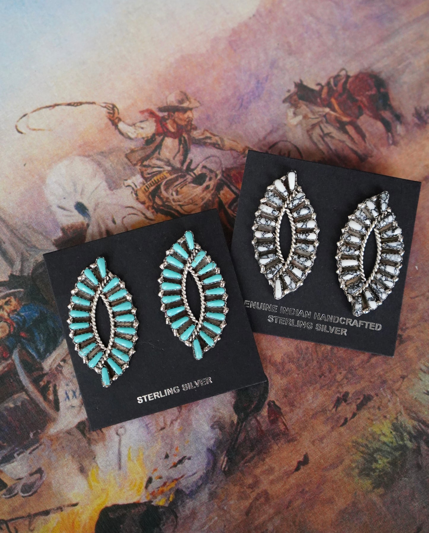 Tamara Benally Turquoise Oval Swirl Earrings