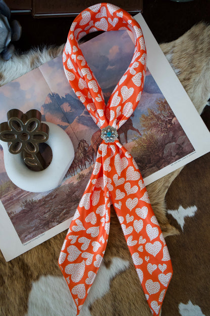 Orange & White Hearts Wild Rag