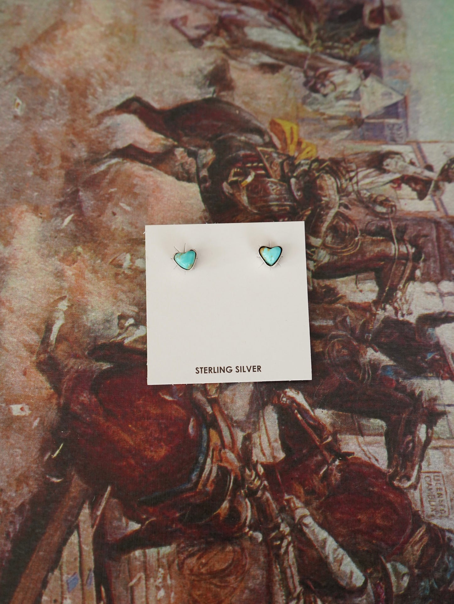 Larson Chee Turquoise Heart Stud Earrings