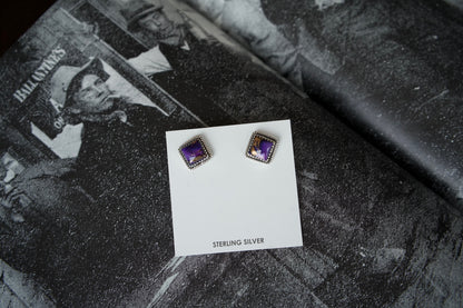 Square Turquoise Stud Earrings