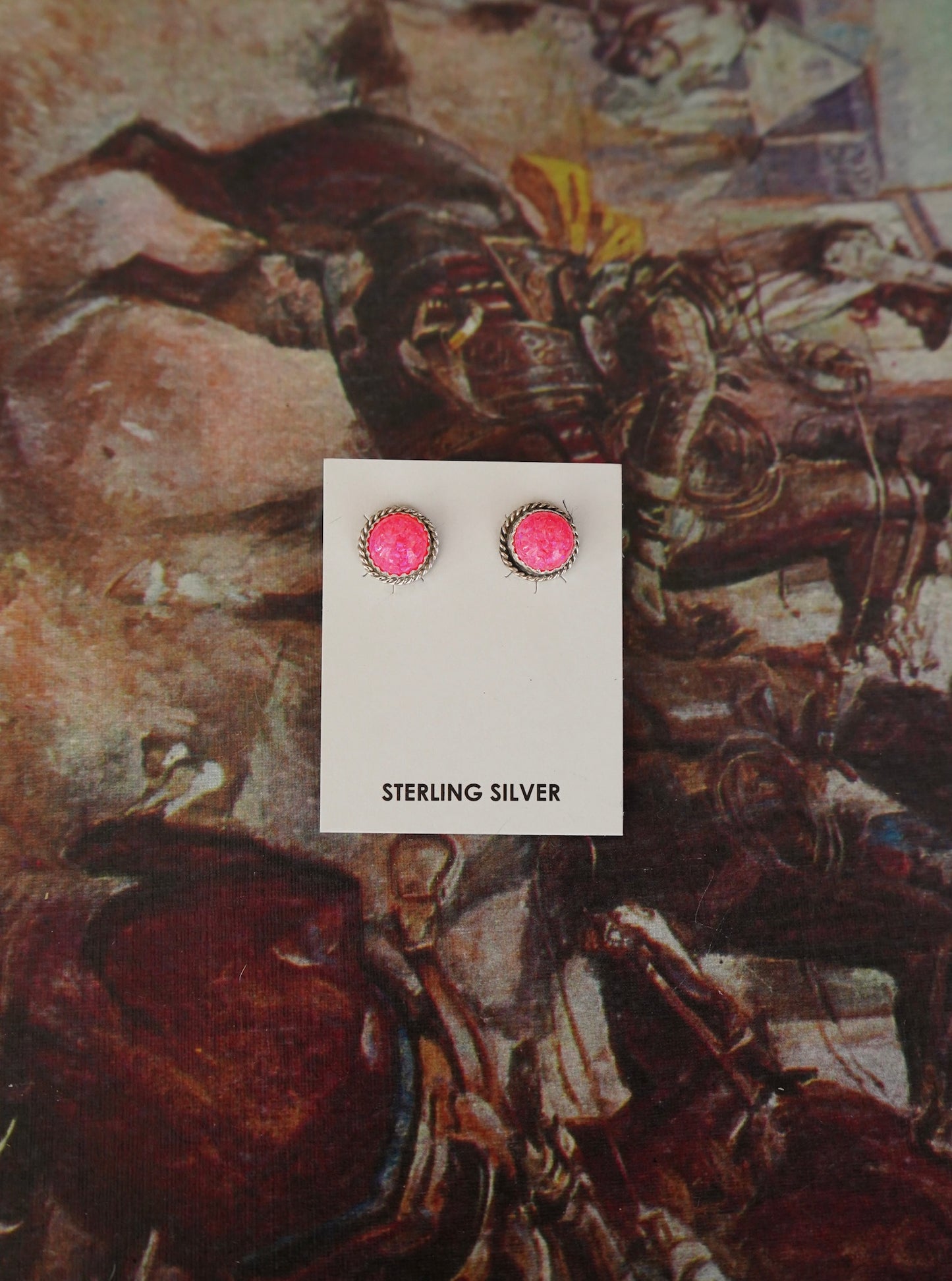 Esther White Hot Pink Opal Stud Earrings