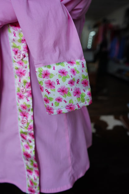 L - Dainty Tough Enough on Light Pink Cotton Button Down