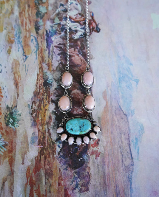 Turquoise & Pink Opal Necklace