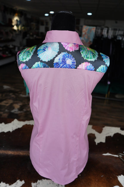 XL - Watercolor Sea Urchins on Mauve Cotton Button Down