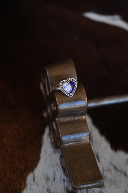 Violet Rose Dahlia Heart Ring - Sz 8.75