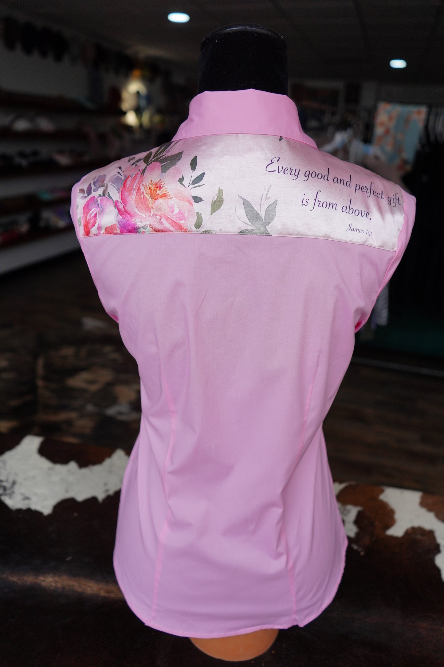 M - Pink Verses on Light Pink Cotton Button Down