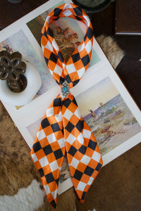 Black, White, & Orange Checkered Wild Rag