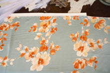 Load image into Gallery viewer, Robins Egg Blue w/ Cream &amp; Rust Flowers DS Wild Rag