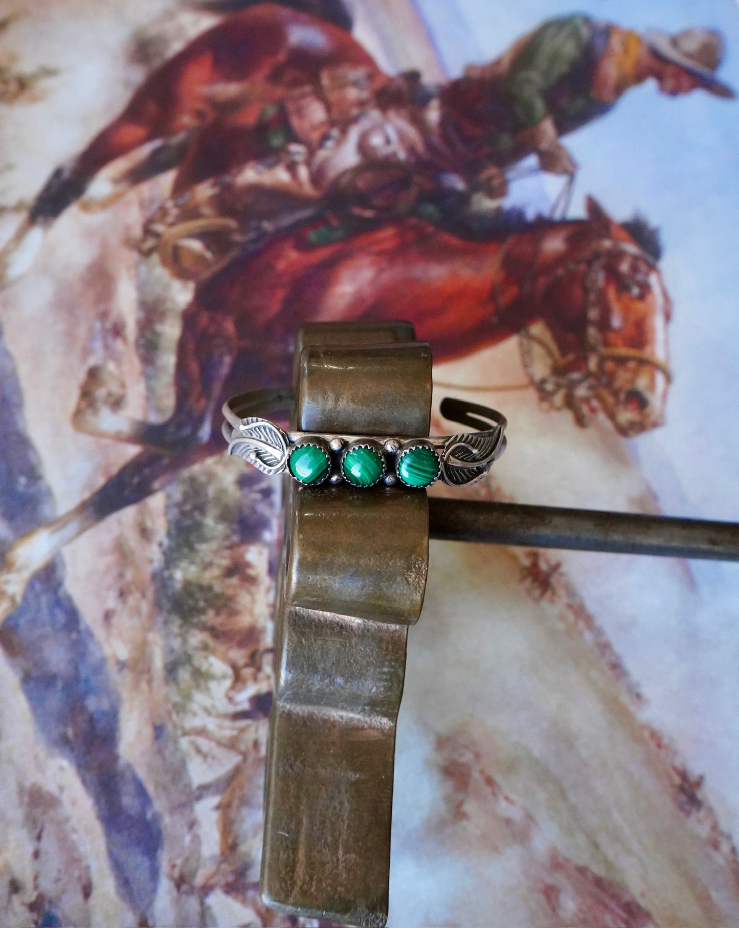 Vintage 3 Stone Malachite Cuff