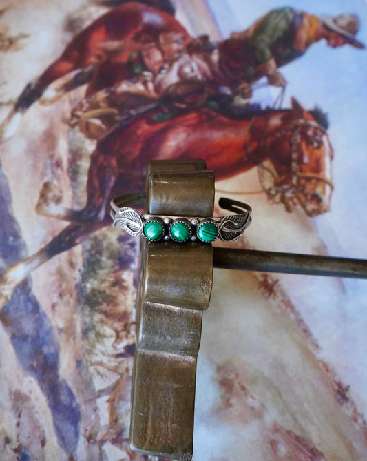 Vintage 3 Stone Malachite Cuff