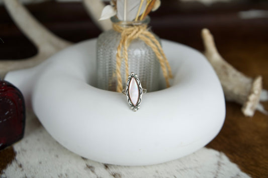 MOP Small Skinny Oval Vintage Ring Sz. 6