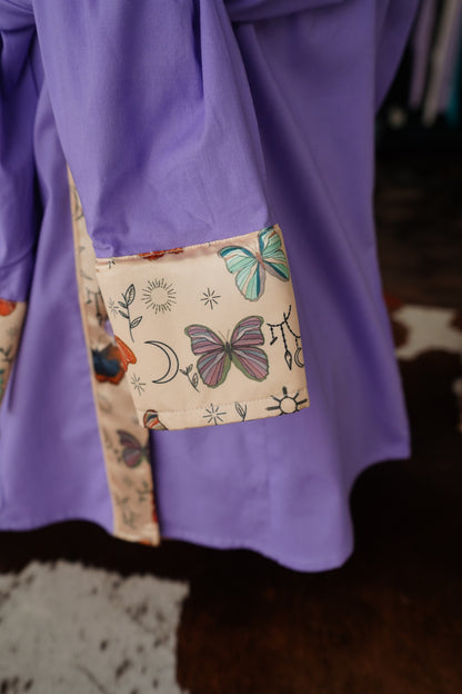 XL - Holly on Lavender Cotton Button Down