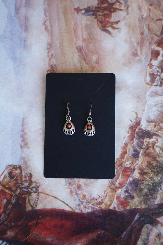 Vintage Red Spiny Bear Claw Fish Hook Earrings
