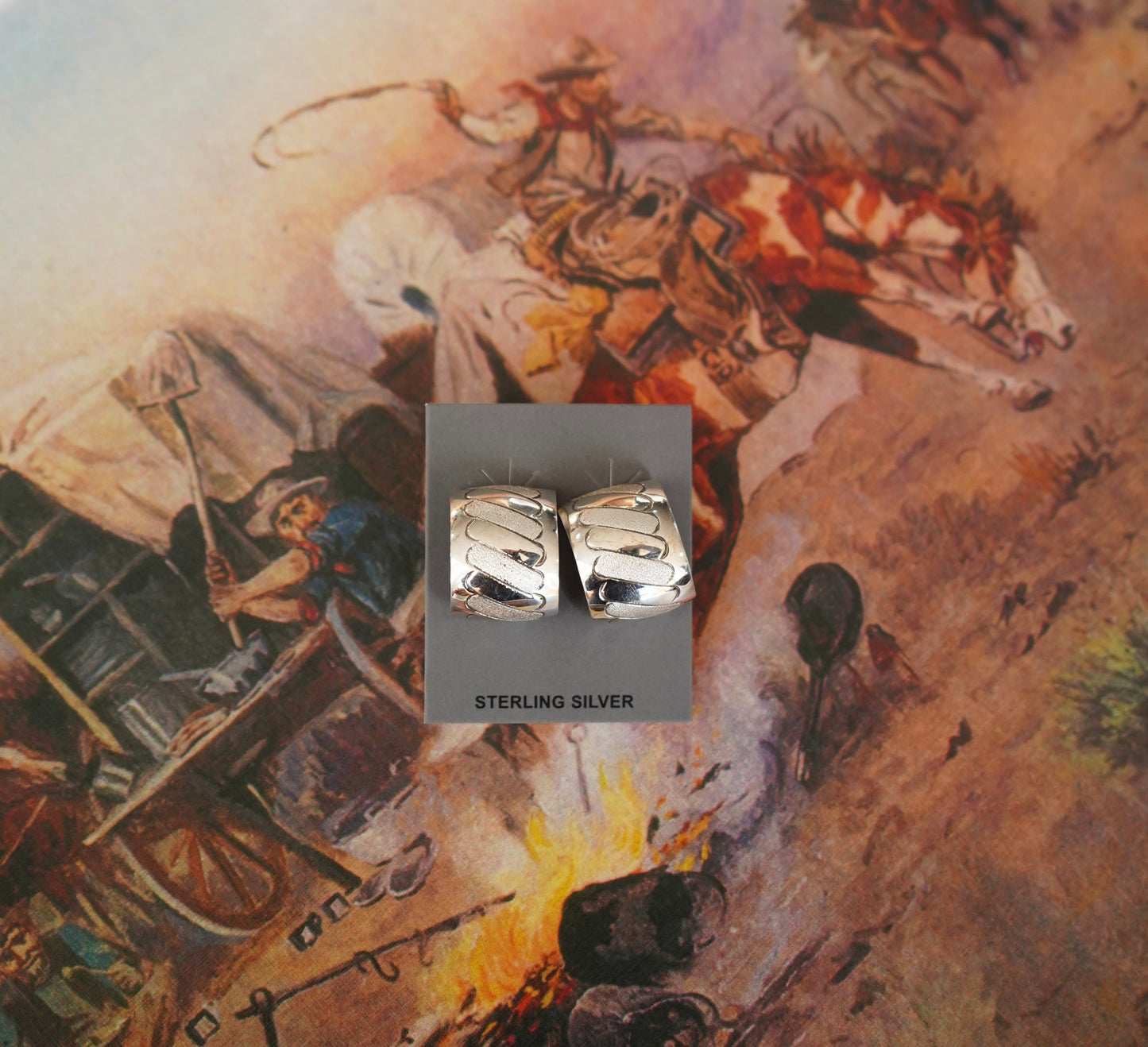 Sterling Silver Half Hoop Stud Earrings