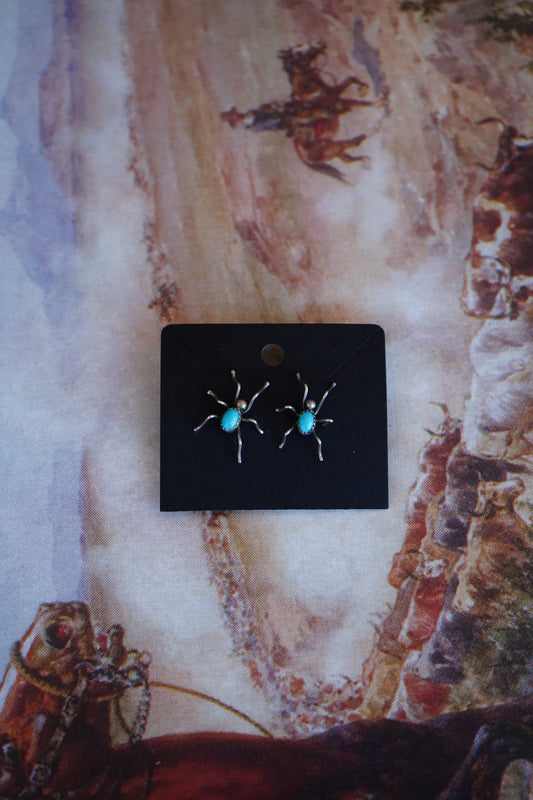 Vintage Turquoise Spider Stud Earrings