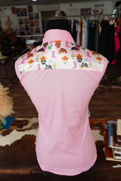 S - Ranchin Weens on Light Pink Cotton Button Down