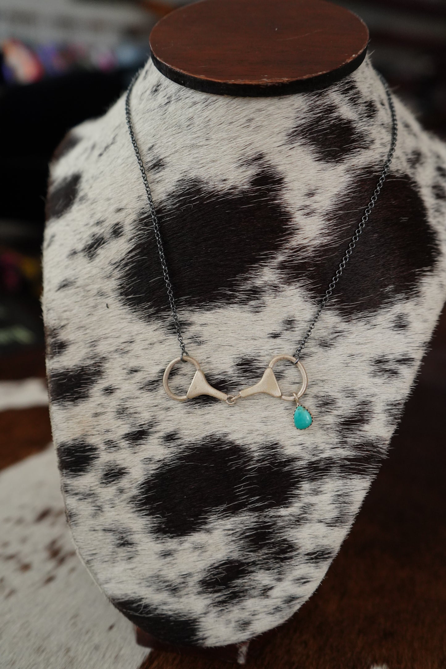 Snaffle Bit w/ Dangly Turquoise Teardrop Necklace