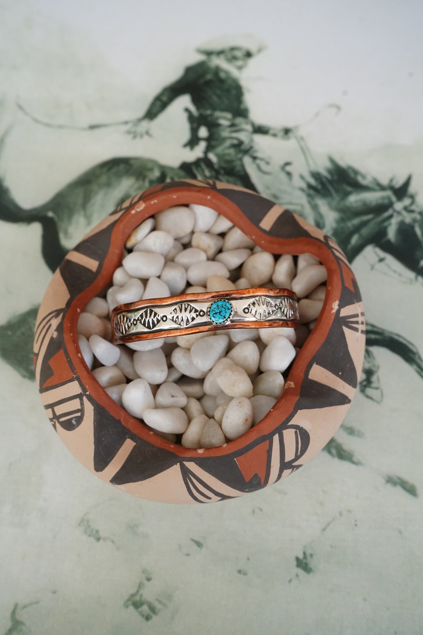 Rocky Little Copper & Silver Stamped Cuffs