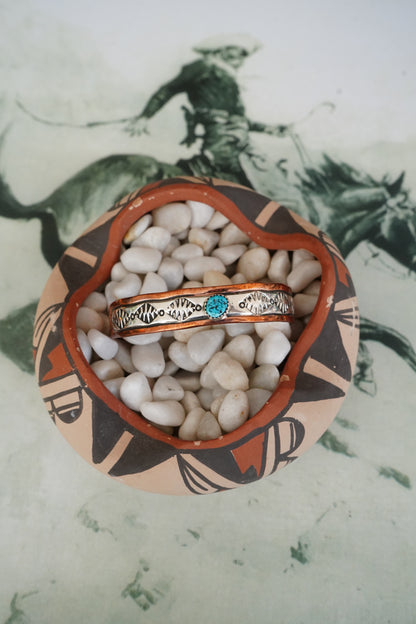 Rocky Little Copper & Silver Stamped Cuffs