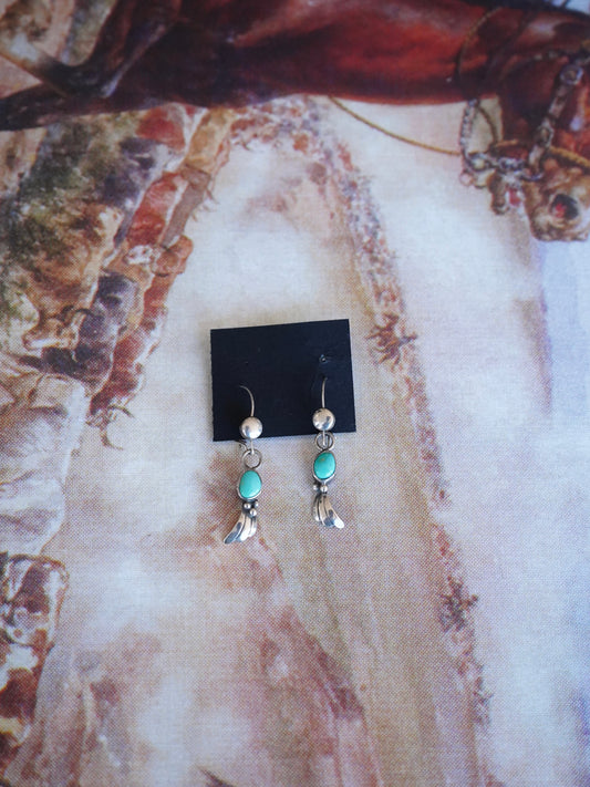 Vintage Turquoise Latched Fish Hook Earrings