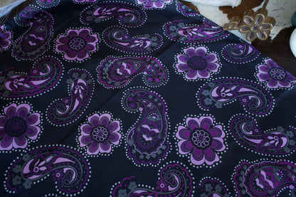 Black & Purple Floral Paisley Double Sided Wild Rag