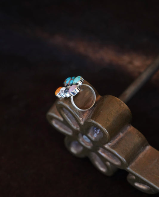 Multi-Stone Heart Cluster Ring - Sz 8