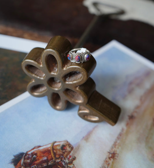 Pink Dahlia 3 Stone Ring - Sz 9