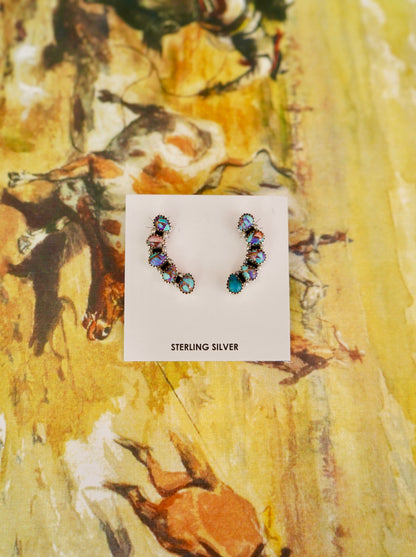 5 Stone Drop Stud Earrings