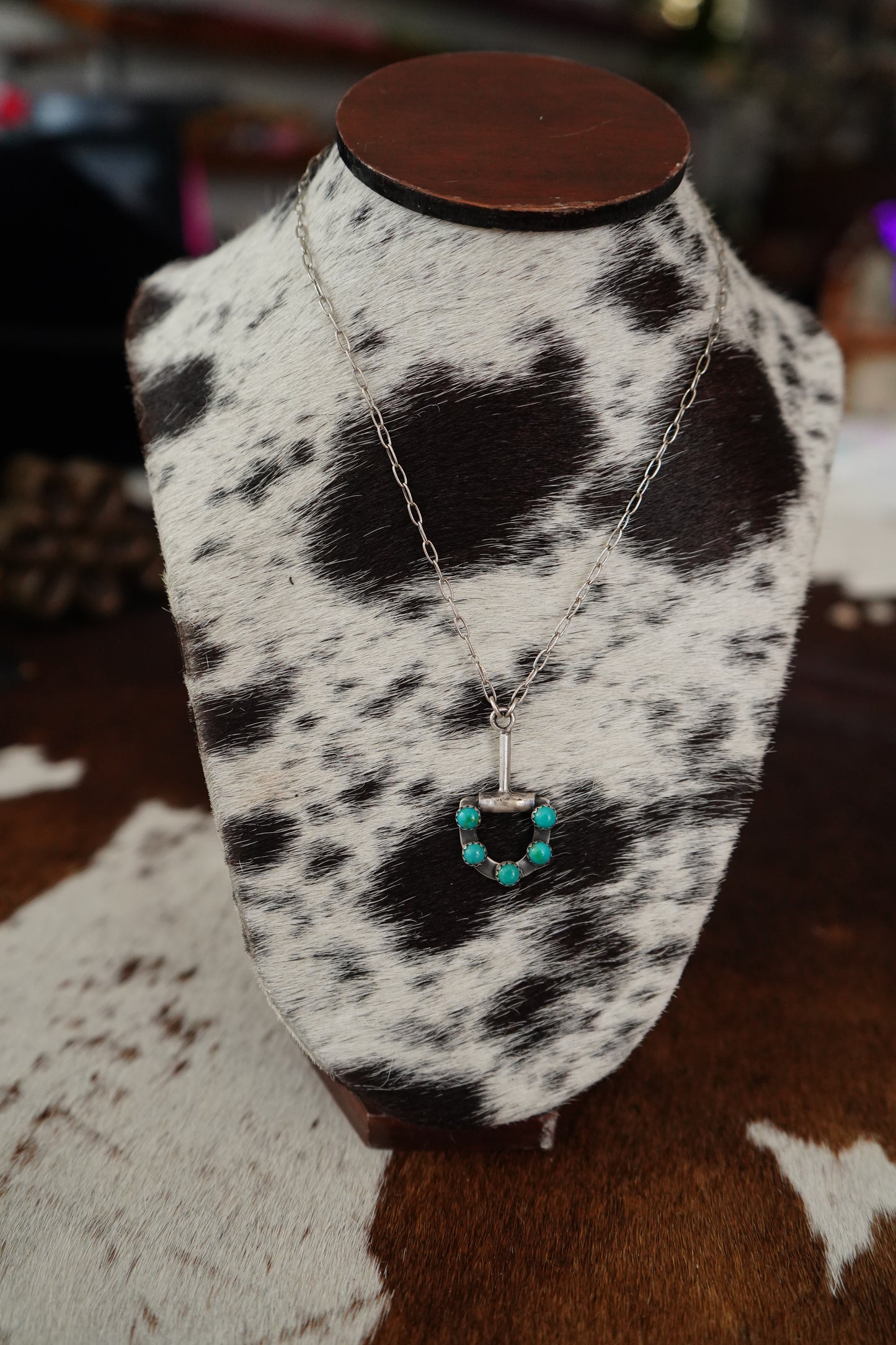 5 Stone Turquoise Snaffle Bit Necklace