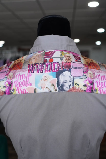 A - Cup Of Ambition on Gray Cotton Button Down