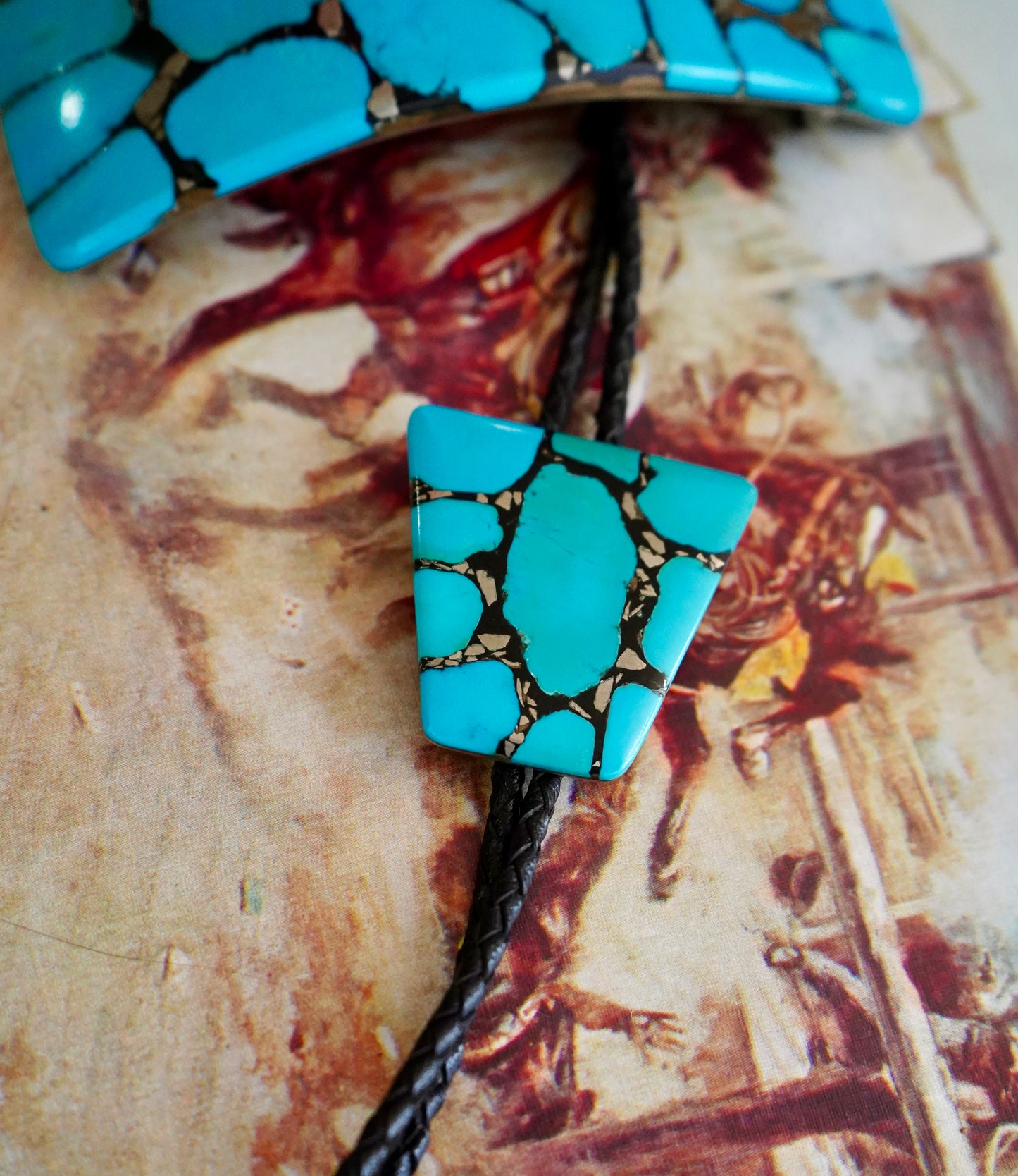 Vintage Turquoise Bolo & Buckle Set