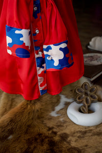 L - Feathered Patriotic Camo on Red Button Down