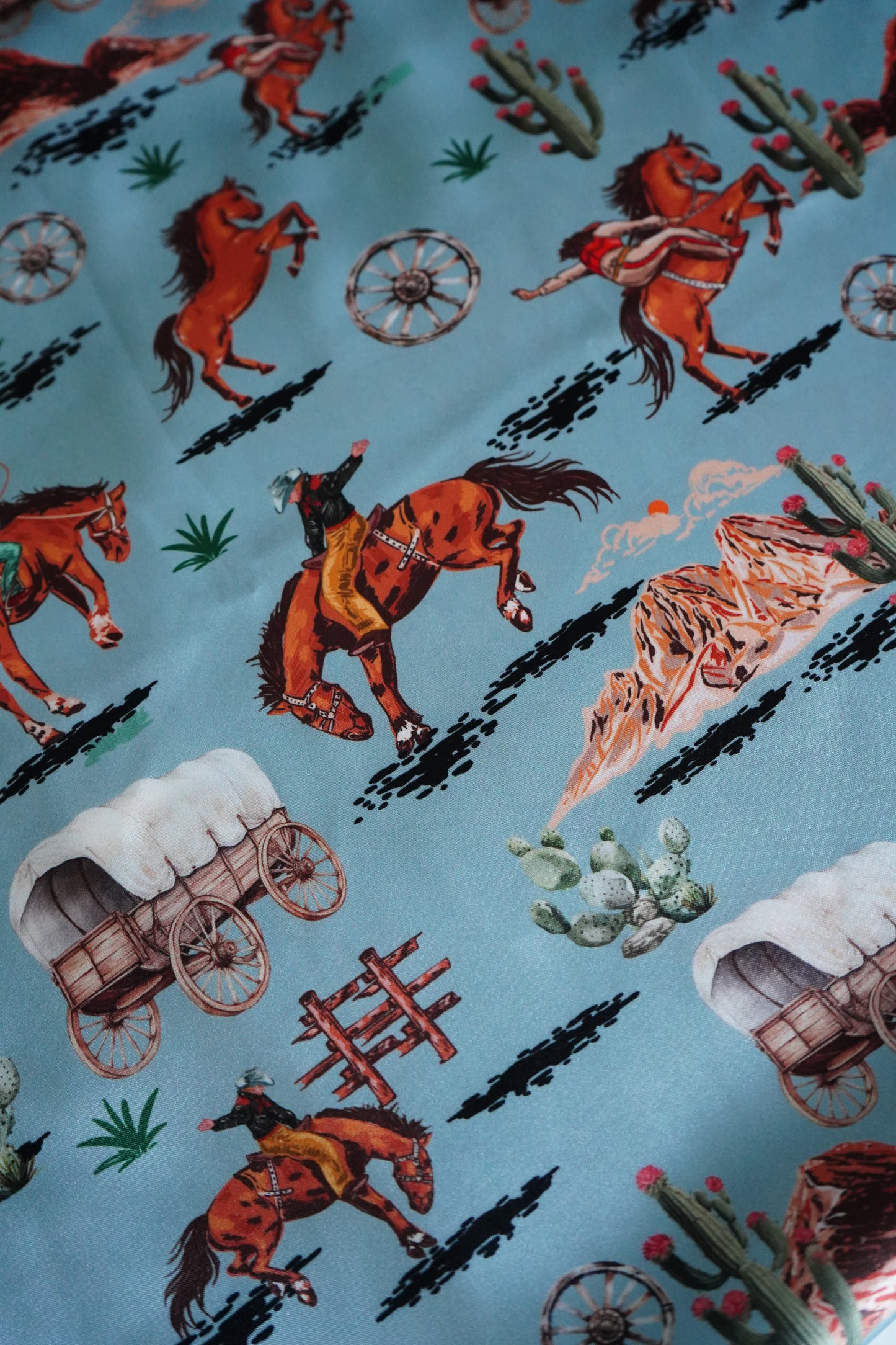 Blue Western Wagon Wild Rag