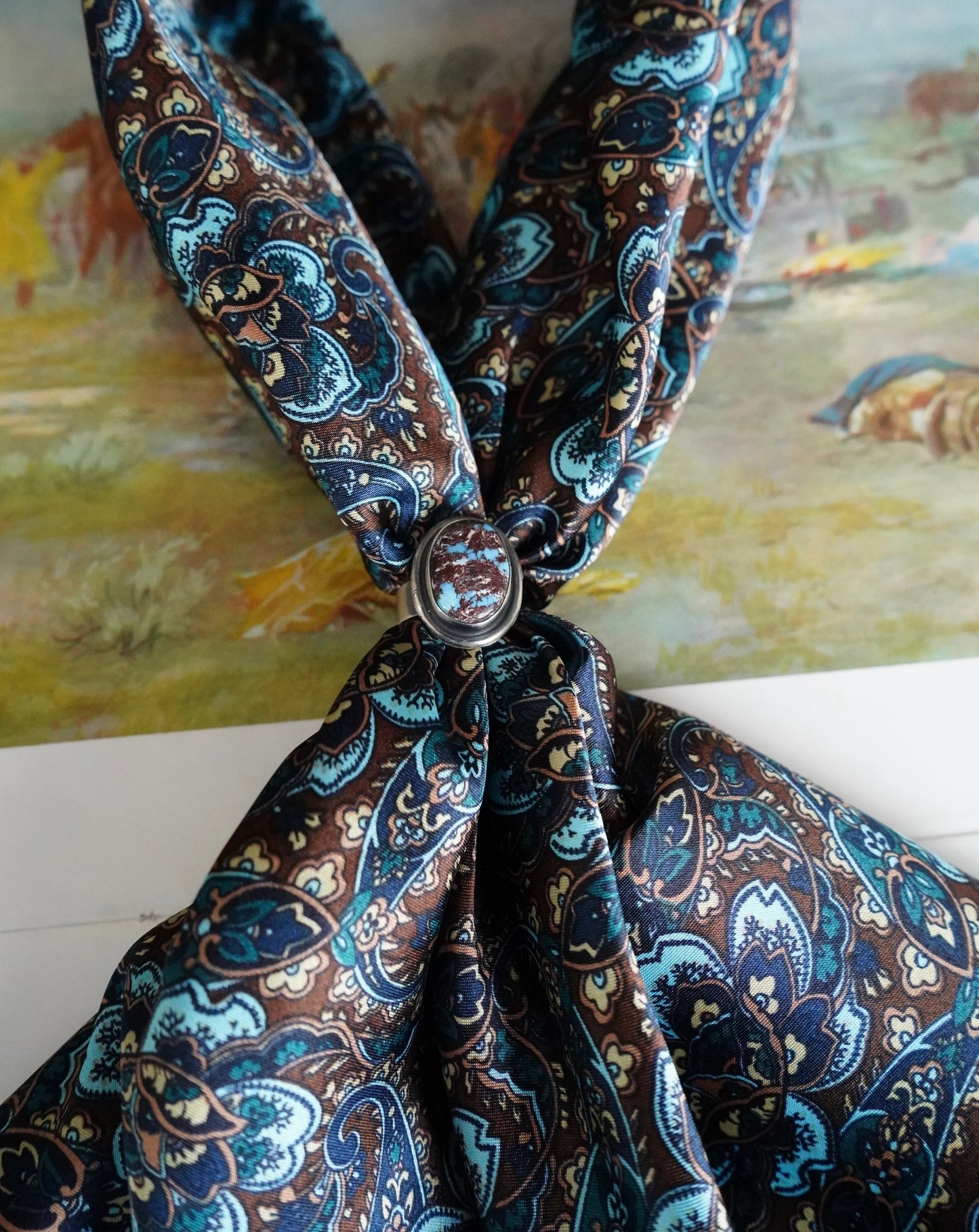 Brown & Navy Damascus Paisley DS Wild Rag