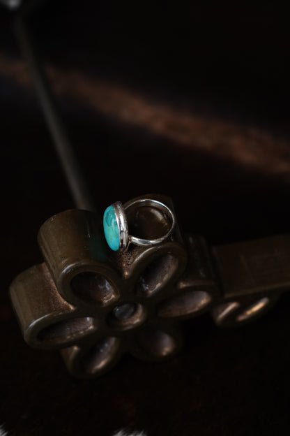 Round Turquoise Ring - Sz 8.5