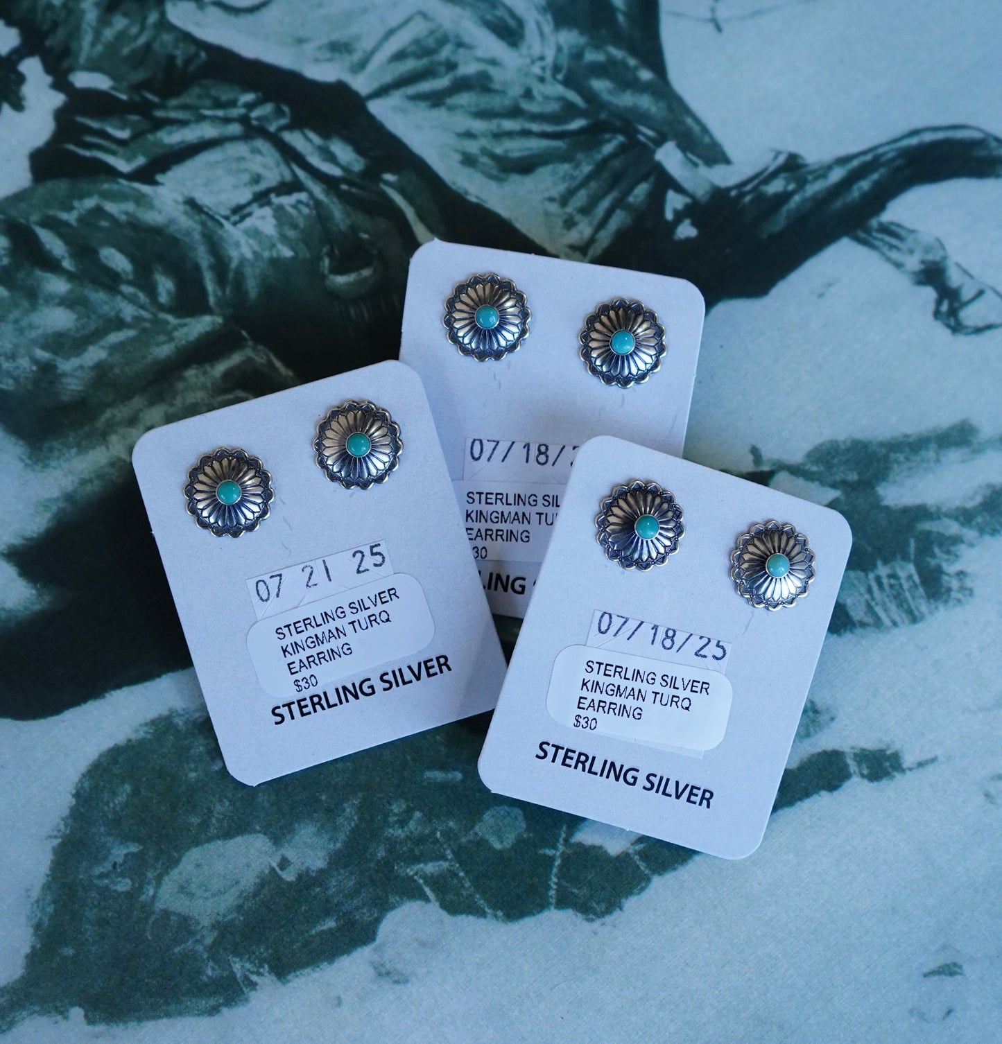 Sterling Silver Concho Stud Earrings