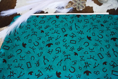 Turquoise Branded Leather DS Wild Rag