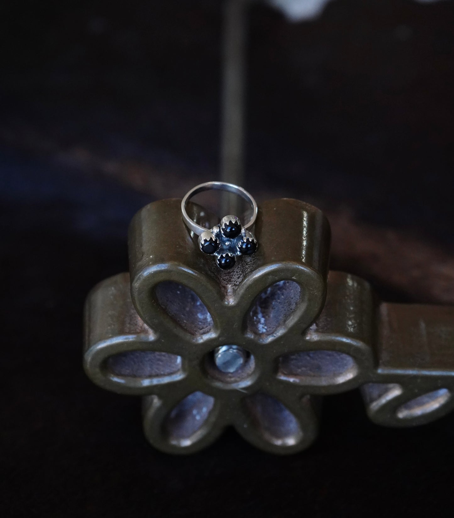 4 Stone Black Onyx Cluster Ring - Adj