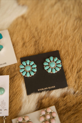 Devina Benally Turquoise Cluster Studs