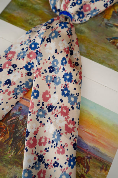 Navy Denim & Mauve Speckled Floral Wild Rag