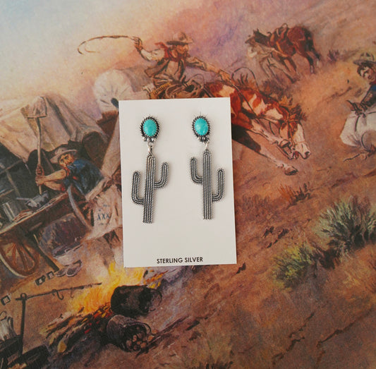 Sharon McCarthy Turquoise Cactus Stud Earrings