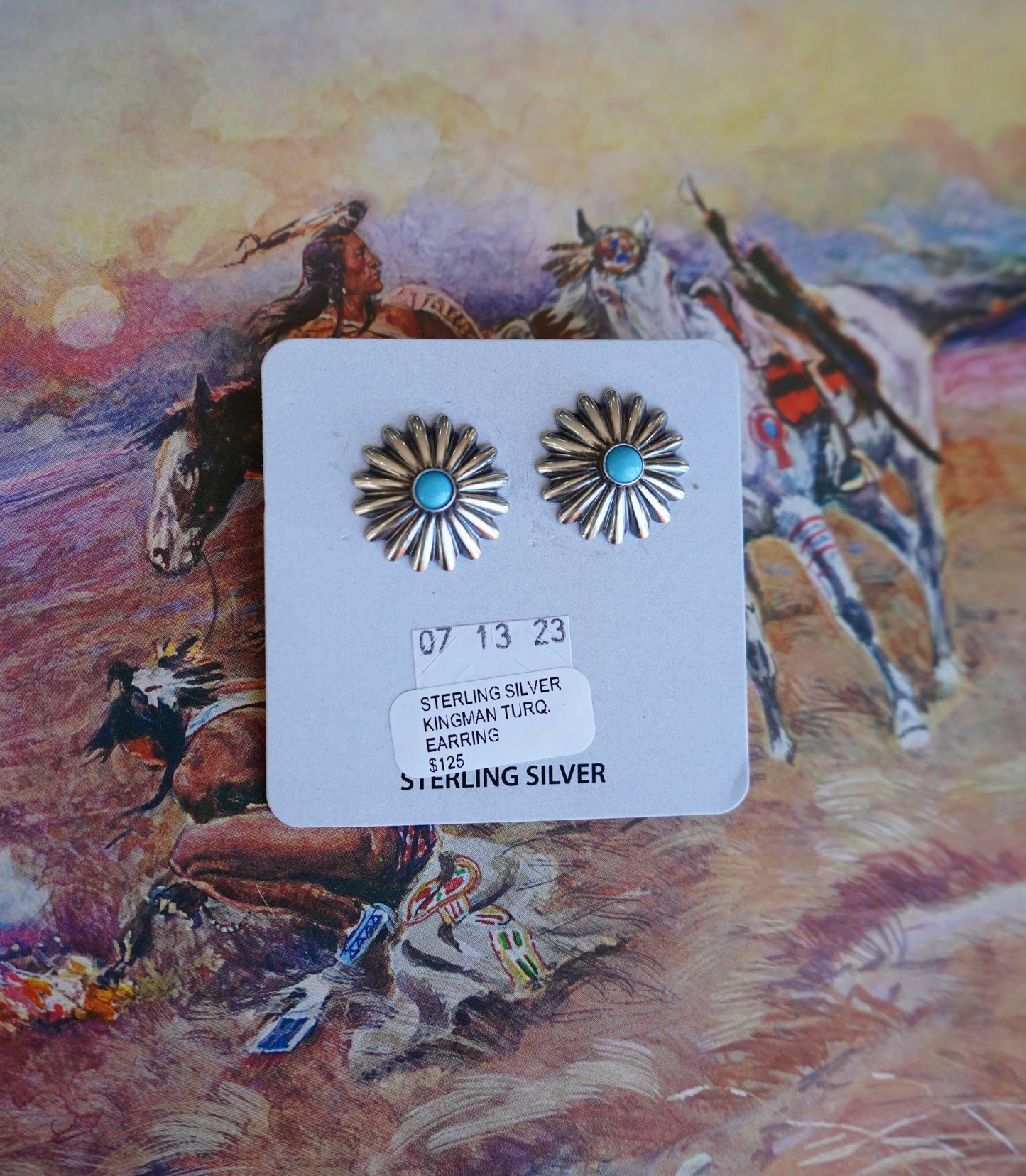 Sterling Silver Concho Stud Earrings