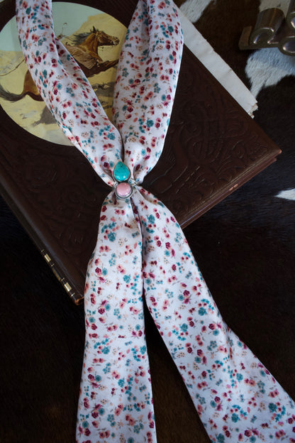 Teeny Teal & Pink Floral Double Sided Wild Rag