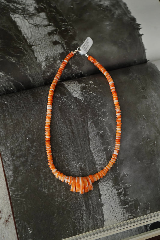 Orange Spiny Beaded Necklace