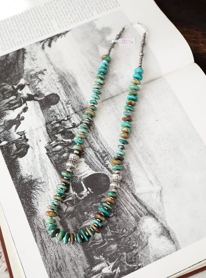 Sterling Silver Pearls & Turquoise Chips Statement Necklace - 24”