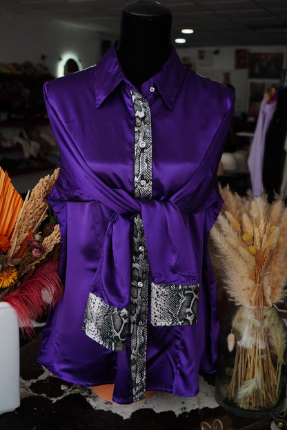 2XL - Purple w/ Snakeskin Button Down