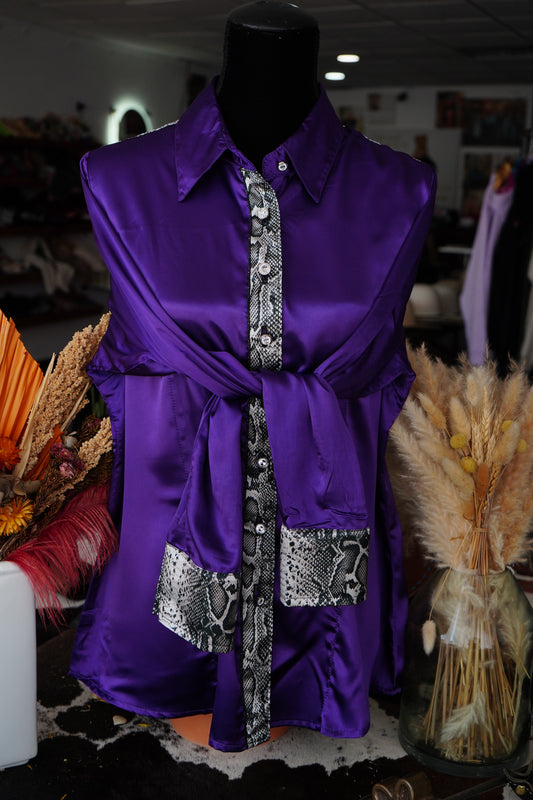 2XL - Purple w/ Snakeskin Button Down